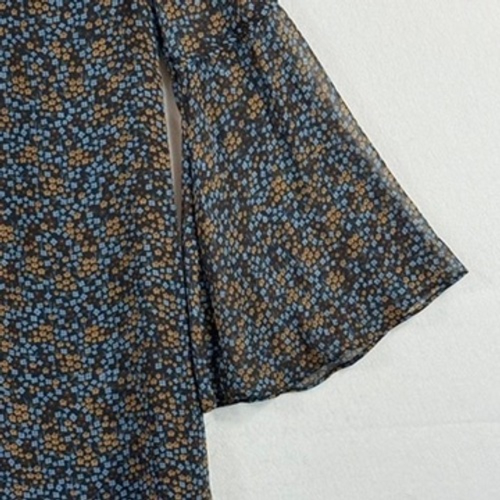 Cabi Bell Sleeve Dress Womens XS Blue Floral V-Neck Boho Cottagecore Whimsigoth - Picture 4 of 8